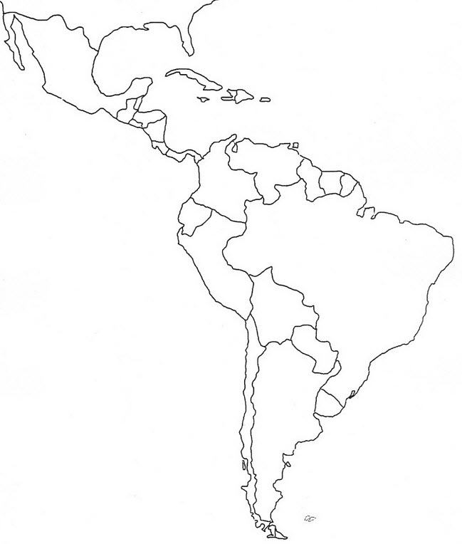 Blank Map Of Central And South America Map Of The Usa With State Names